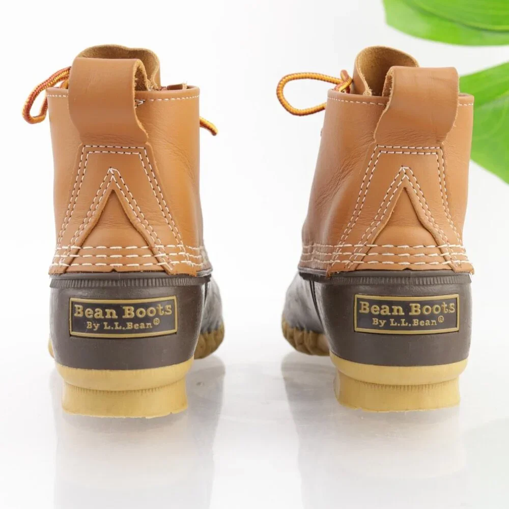 LL Bean USA Womens Bean Boot Size 6 Brown Leather Lace Up Waterproof Duck Bootie
